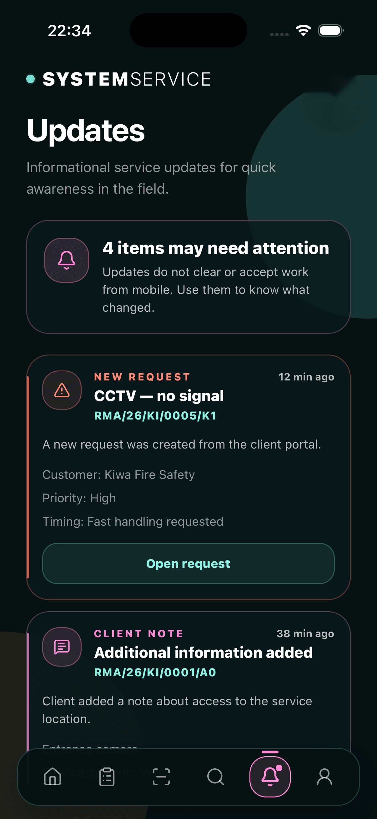 Updates in SystemService Mobile