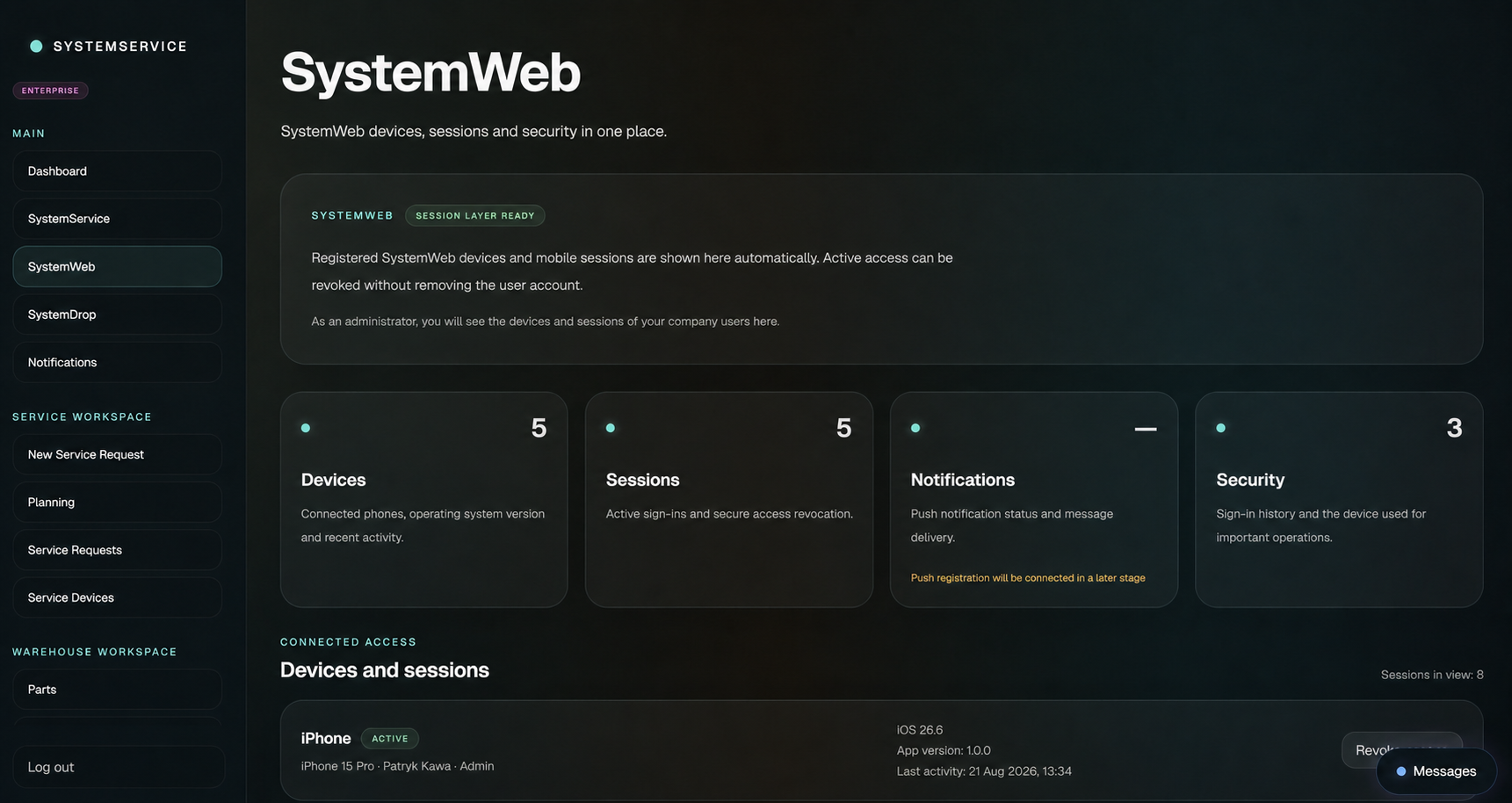 Widok magazynu w SystemWeb